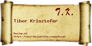 Tibor Krisztofer névjegykártya